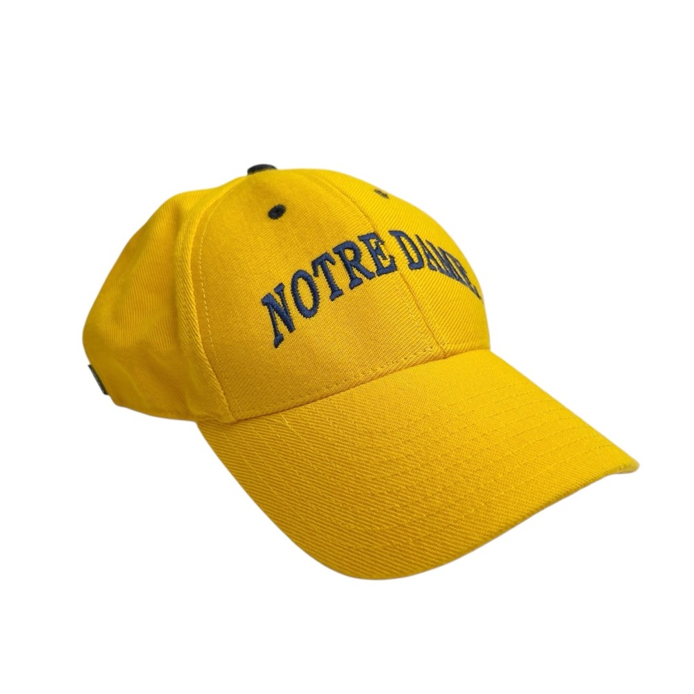Legacy Athletic Bright Yellow Notre Dame Spell Out Baseball Cap OSFA Wool Blend